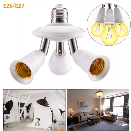

E26 E27 Adjustable Socket Splitter 3 in 1 Socket White Bulb Base Adapter Lamp Holder 360 Degree Rotating 180 Degree Bending