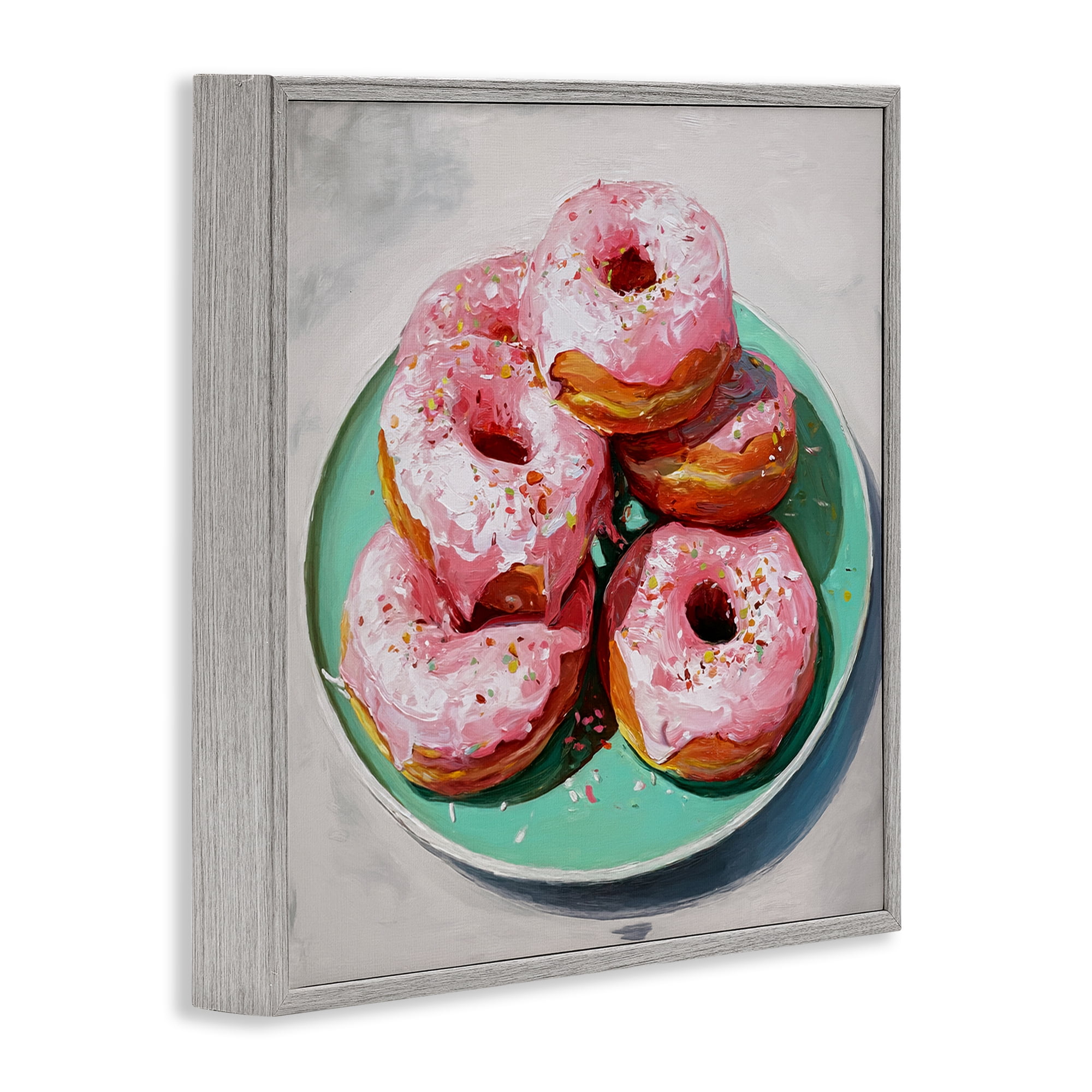 Stupell Industries Pink Frosted Donuts Gray Framed Giclee Art, design by Tina LeCour