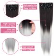 thumbnail image 3 of SHCKE Full Head Clip in Hair Extensions Colorful 26" Long Straight Hair Extensions 24" Fluffy Curly Wavy Hair Extension Synthetic Hair Pieces for Women, 3 of 5