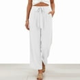 thumbnail image 5 of Nuoqisi Women's Casual Loose High Waist Tie-Detail Wide Leg Cropped Pants with Pockets - Bohemian Style Cropped Trousers for Artistic Outings, 5 of 9