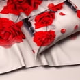 thumbnail image 2 of Microfiber Bed Sheet Set Lightweight Set - Flat Sheet Fitted Sheet Pillowcases - Extra Soft Shrinkage & Fade Resistant with Deep Pockets up tp 16” Mattress (Queen, Red Roses), 2 of 7