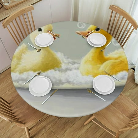 

Patifu Ducks Theme Round Tablecloth Stain-Resistant Washable for Indoor Outdoor Restaurants Weddings Parties Home Kitchen Holiday Dinner 38 -42