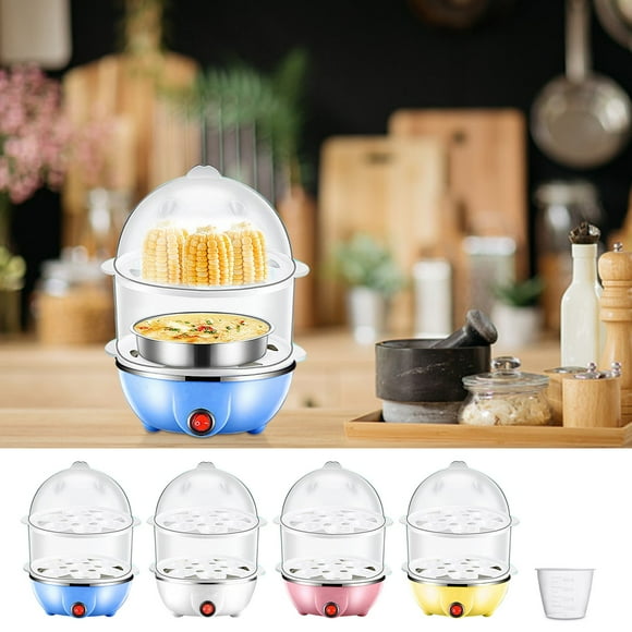 Fiudx Cocedor de Huevos Multifuncional, Diseño de Doble Capa, Acero Inoxidable de Bajo Consumo de 350 W, Fácil de Calentar, Huevos Al Vapor, Leche Caliente y Preparación de Comida para Bebés, Tamaño