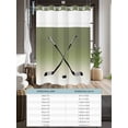 thumbnail image 6 of No Hook Cloth Fabric Shower Curtain with Snap in Liner, Sage Green Beige Waterproof Shower Curtains Set with See Through Top Window, Ombre Ice Hockey Ball Sport Game Bath Curtains Shower 72"x78", 6 of 6