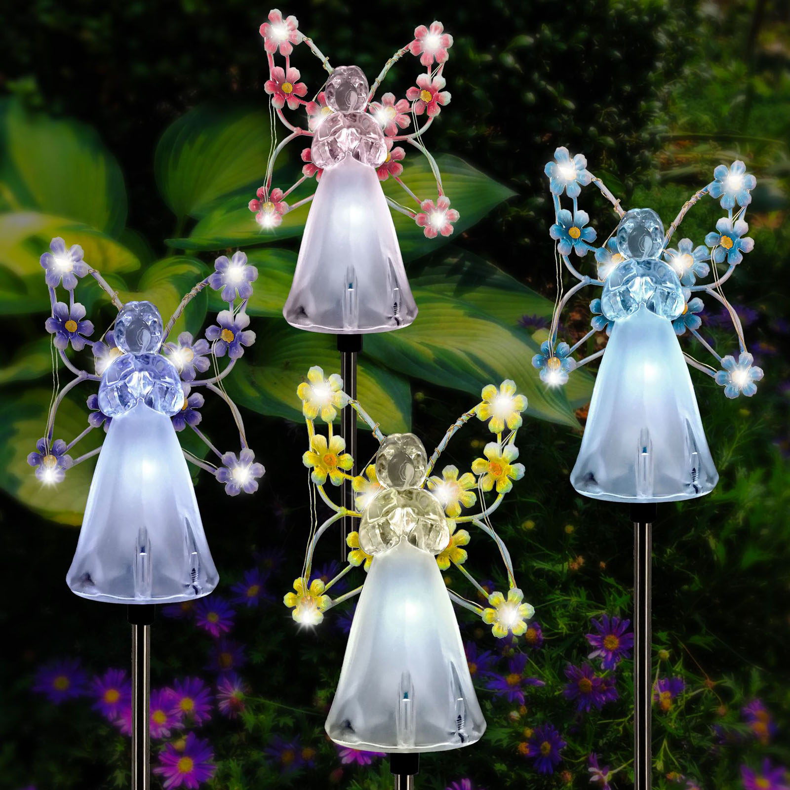 Solar Angel Garden Stake Lights, Angel lamp Solar Lawn Light Angel Solar Lawn Light Mothers Day Garden Gifts Garden Angel Grave Markers for Cemetery Garden Decoration Solar Angel Light Yellow - image 3 of 3