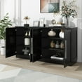 thumbnail image 3 of Tcbosik Modern Storage Cabinet, 60.1" Buffet Sideboard with 4 Doors, Farmhouse Coffee Bar Cabinet with Adjustable Shelves for Living Room, Kitchen, Hallway, Black, 3 of 9