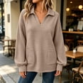 thumbnail image 4 of Women’s Waffle Collar Sweatshirt, Oversized Pullover Long Sleeve Sweatshirt, Fall Fashion Sport Casual Tops with Pockets, 4 of 8