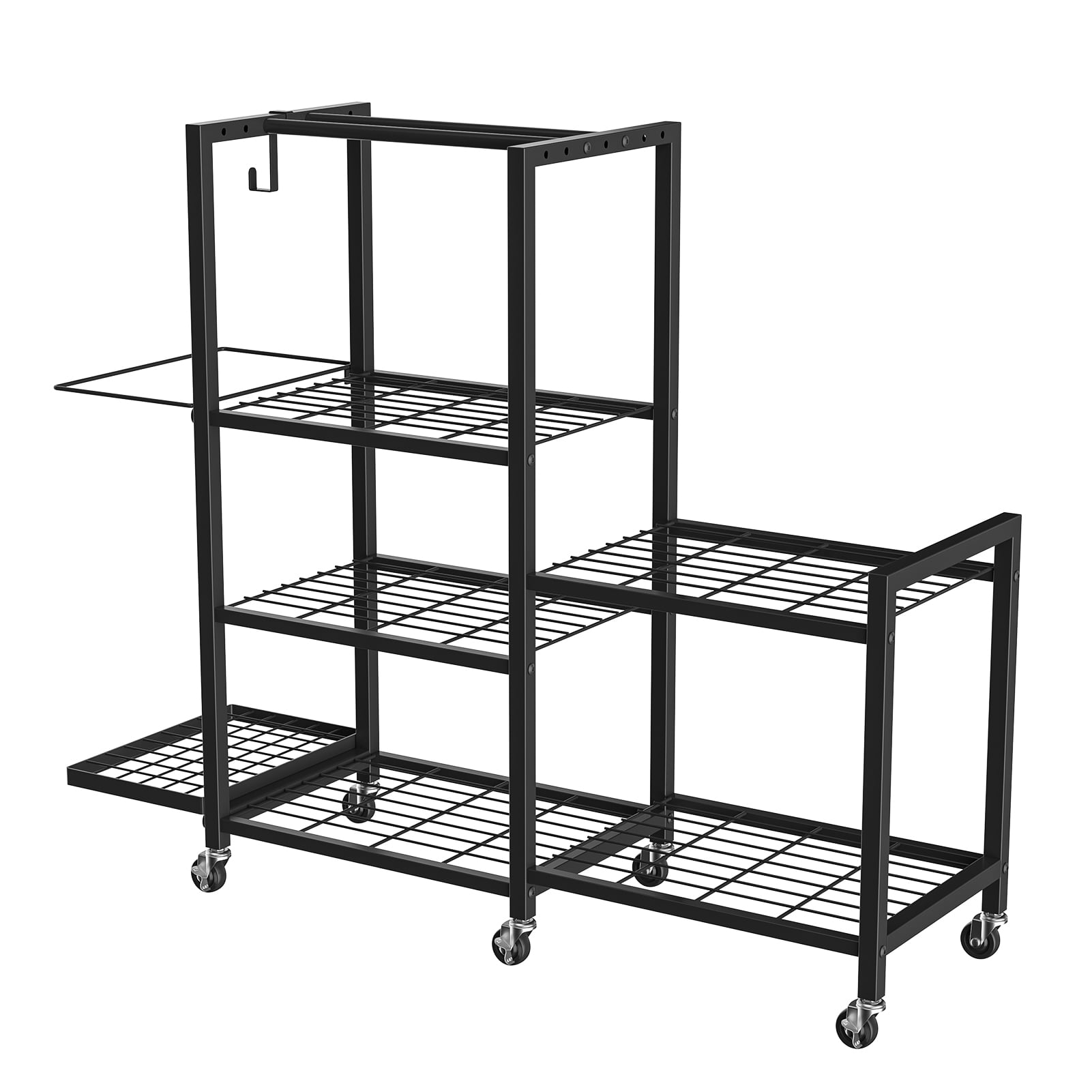 Home Gym Storage Rack with Wheels, Adjustable Dumbbell Storage Yoga Mat Organizer, Multi-Purpose Fitness Equipment Stand