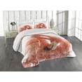 thumbnail image 2 of Ambesonne Flamingo Quilted Coverlet 3 Pcs, Exotic Bird Watercolor, King Size, Orange White, 2 of 4