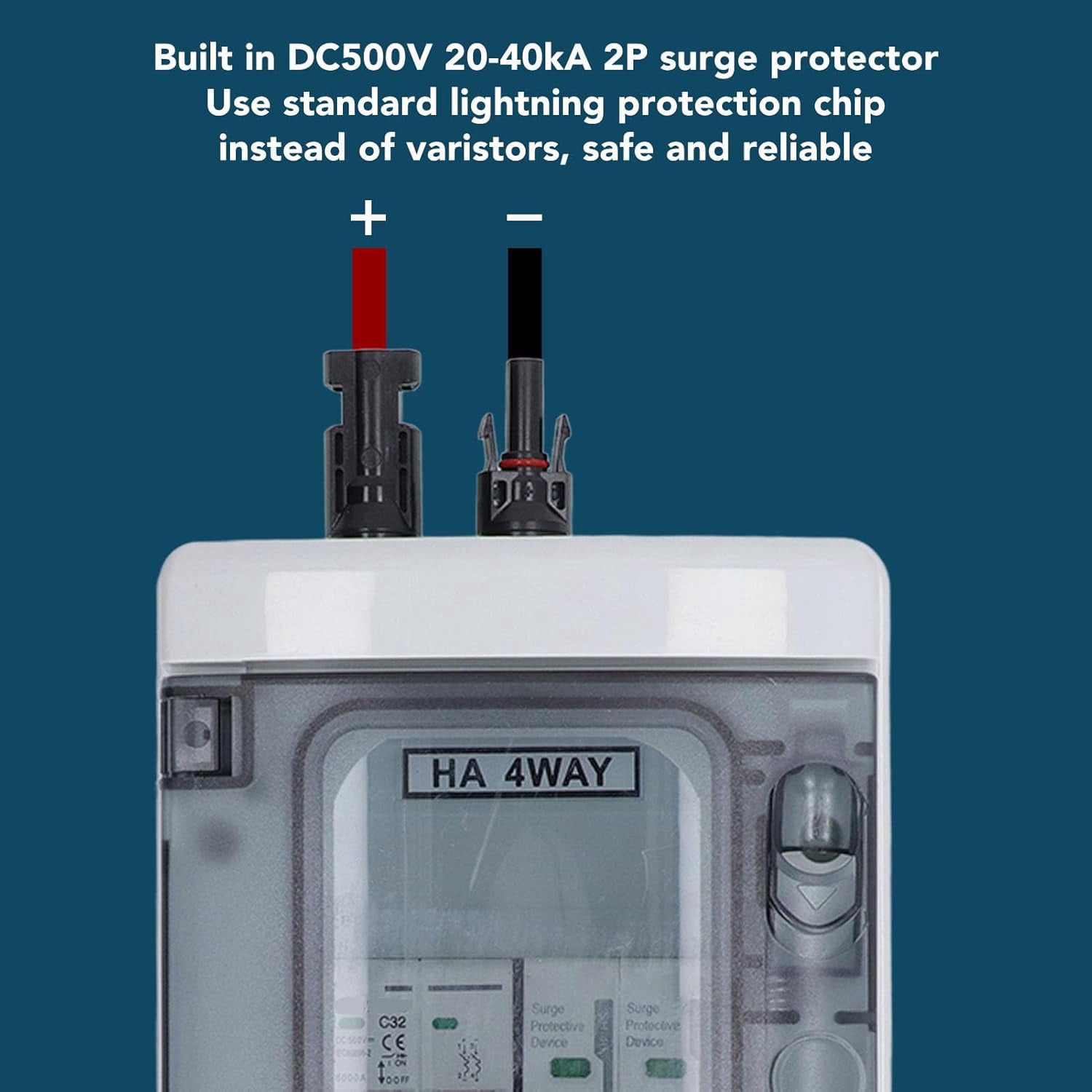 PV Combiner Box, Solar Photovoltaic Combiner Box, Outdoor Breaker Box with DC500V 32A Circuit Breaker for Solar Panels System