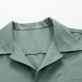 thumbnail image 4 of Chiccall Mens Button Down Shirts Solid Summer Short Sleeve Beach Tops Blouse with Pocket L Green, 4 of 5