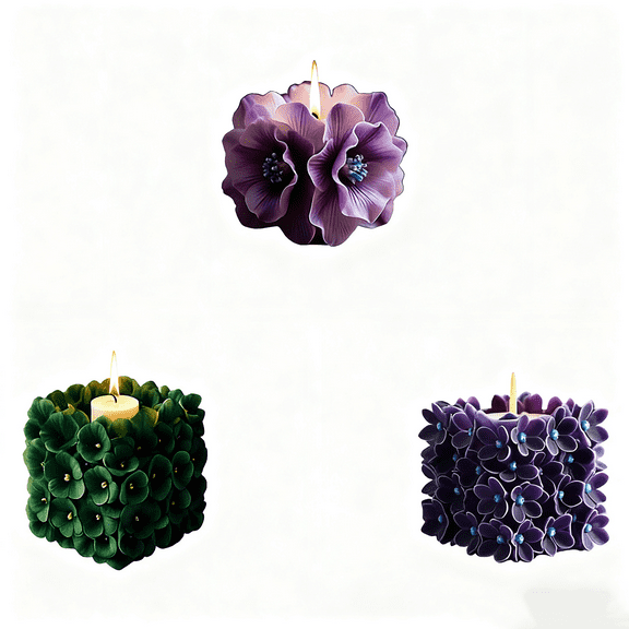 JDH 2PCS Square Flower Candle Mold - Silicone 3D Molds for Cake Baking & Home Decor - Home Decoration Resin Casting & Making Molds