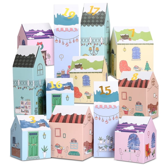 Naler 24 Christmas Advent Calendar Boxes to Fill, Empty Advent Calendar 2026 for Adults Kids Christmas Goody Treat Boxes Gift Boxes - Number Stickers Included