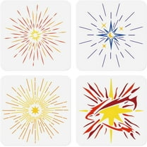 4Pcs Star Burst Wall Stencil Template DIY Crafts Reusable Plastic Stencils for Painting on Walls Floors Fabric Furniture Glass