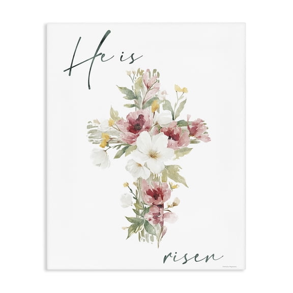Stupell Industries He Is Risen Flower Cross Canvas Wall Art, design by Svetlana Aleynikova