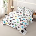 thumbnail image 3 of Homewish Kawaii Dog Paws Quilt King,Cartoon Pet Theme King Coverlet Set,White,3pcs, 3 of 7