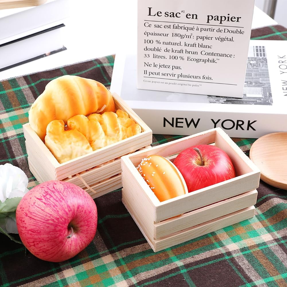 6Pcs Unfinished Wooden Crates, Small DIY Crafts Wooden Box Organizer, Rustic DIY Mini Craft Cubes, Sturdy & Durable, for Painting, Gift Wrapping and Display Organizer, Decorative Storage Box