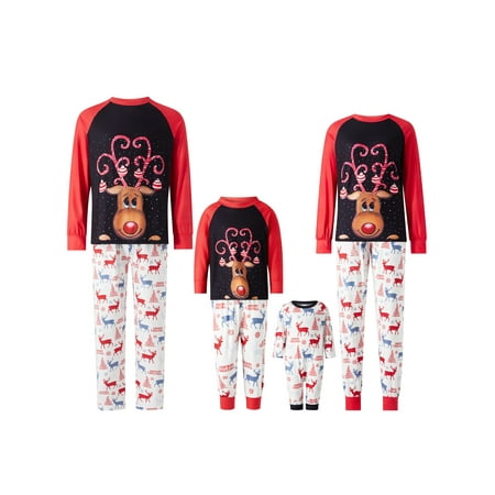 

FSDJHSDH Family Christmas Pajamas Set Long Sleeve Reindeer Nightwear Sleepsuit Loungewear