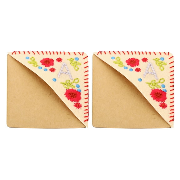 2pcs Corner Bookmark, Letter Book Mark Personalized Embroidered Bookmark for Reading Women Book Lovers, Beige Red, a