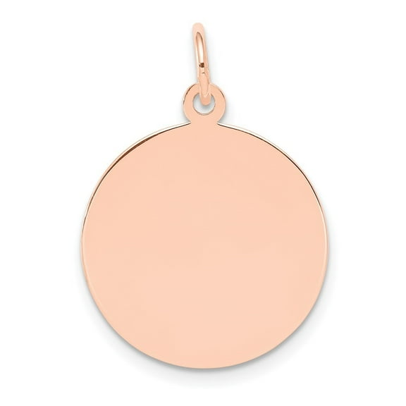 Auriga 14k Rose Gold Plain .009 Gauge Circular Engravable Disc Charm for Women (L-25mm, W-18mm)