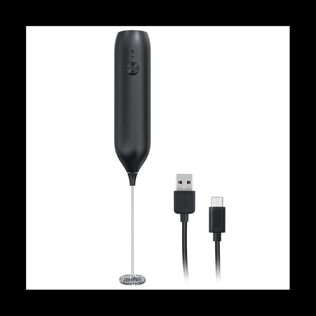 Handheld , Rechargeable Blender for Matcha Coffee, Electric Beverage Mixer Mini Foamer,1 x body 1 x stirring head 1 x data cable,Black