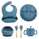 thumbnail image 3 of Plato de silicona de grado alimenticio para bebés, resistente a caídas, con ventosa, cuenco, tenedor, cuchara, babero, taza, plato de silicona, seis piezas, 3 of 3