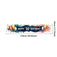 thumbnail image 5 of Happy 16th Birthday Themed Background Banner with Balloons Stars and Cakes for Birthday Party Decorations Photography Props Party Supplies Decor Backdrop, 5 of 8