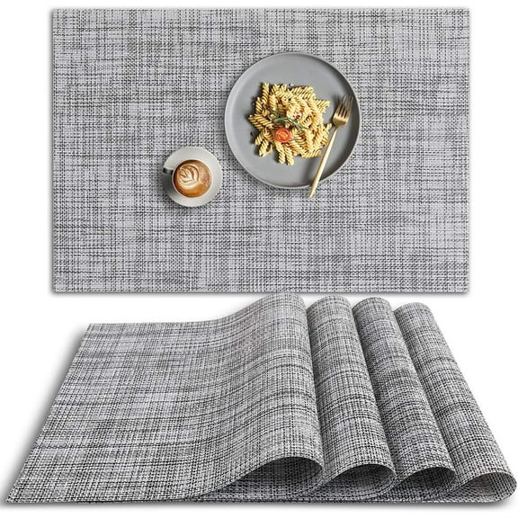 ZHUYING PVC Placemat, 6 PCS of Non-Slip Heat Resistant Place Mats, Washable Vinyl Placemats, Set of 6 – Gray