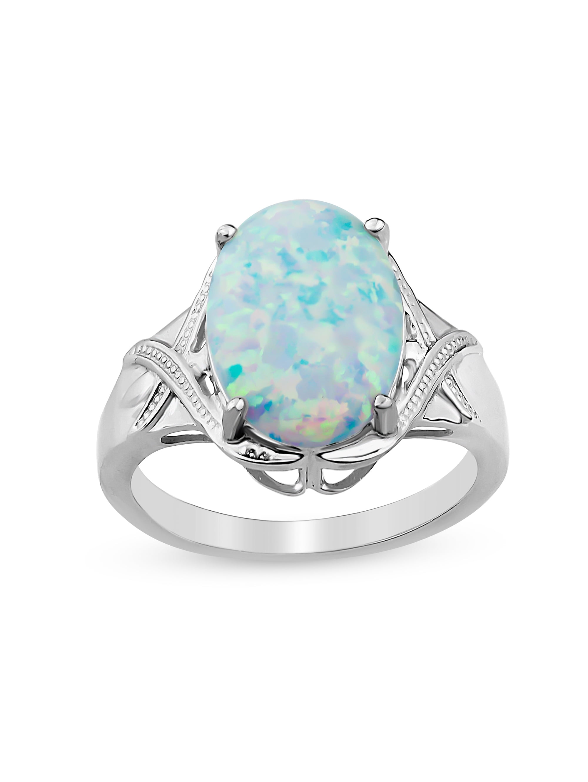 Forever New - Forever New Created Opal Sterling Silver Oval X Shank ...