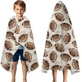 thumbnail image 3 of Brown Footballs on Beige Pattern Hooded Bath Towel，50"x30" for Ages 3 To 12 Kids, Quick Dry Lightweight Soft Microfiber Hood Beach Towel Cover Up for Kids, 3 of 7
