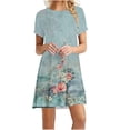 thumbnail image 2 of Qiopertar Robe d'Été Décontractée à Manches Courtes Imprimée Col Rond pour Femmes, Grandes Économies de Vacances! à Moins de 5$ jusqu'à 90 % de Réduction, 2 of 5