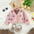 thumbnail image 2 of XFHLMJFF Boys Girls Sweater Cute Baby Toddler Kids Long Sleeve Warm Straberry Jacket Cotton Knit Cardigan Button Down Coat Outwear Fall Winter Clothes, 2 of 9