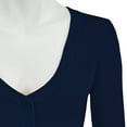 thumbnail image 2 of YEMAK Women's Cropped Bolero 3/4 Sleeve Button Down Cardigan Sweater CO129-NAV-1X, 2 of 11