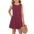 thumbnail image 2 of Girls Dresses Sleeveless A-Line Cute Summer Dresses with Pockets, 2 of 3