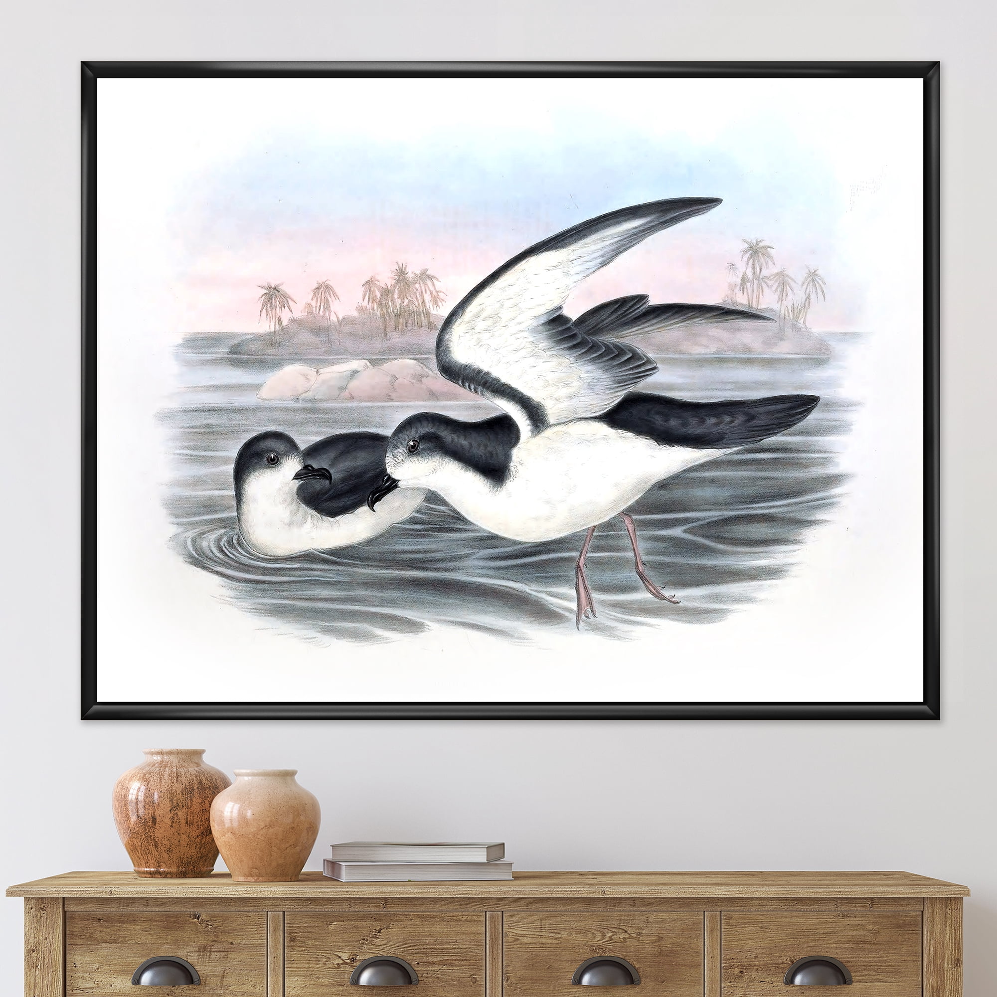 Designart 'Ancient Australian Birds X' Traditional Framed Canvas Wall Art Print