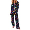 thumbnail image 5 of FDGIU ‌‌‌‌Plus Size Valentine Pajama Set for Women - Long Sleeve Button Down Sleepwear Pockets, 5 of 7