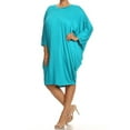 thumbnail image 2 of Women's Plus Size Dolman Sleeve Midi Dress Casual Solid Loose Fit, 2 of 4