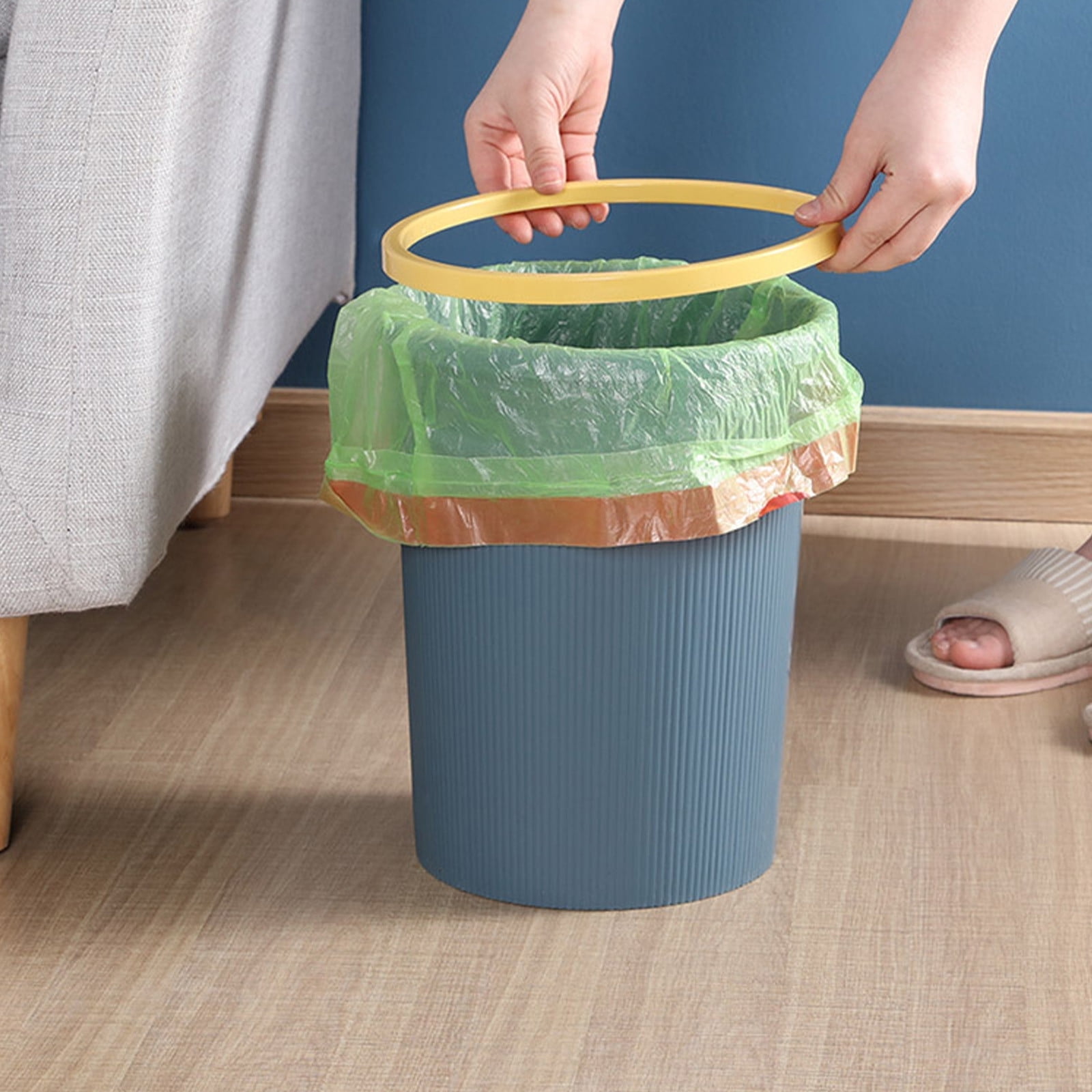 ufeghfjh Pressure Trash Can Garbage Bin for Bathroom Bedroom Office Kitchen Small Space Living 25x23x23cm 9.84x9.05x9.05in Dark Blue Light Blue Pink