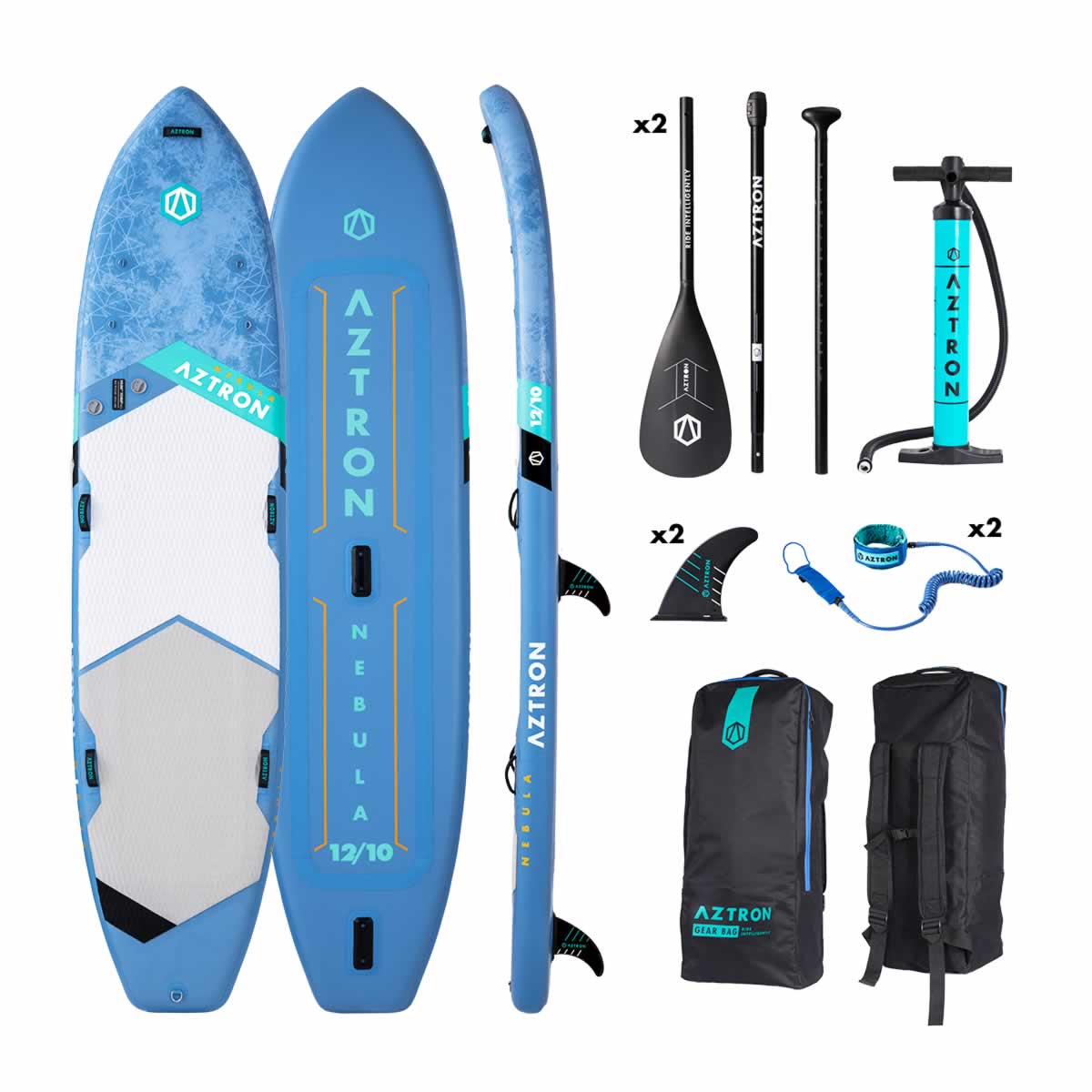 Aztron NEBULA 2 person Inflatable SUP Board 12'10" Double Layer incl. 2 Adjustable Aluminum