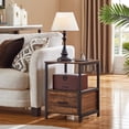 thumbnail image 3 of VECELO Nightstand with Charging Station & 1 Drawers, Modern End Side Table with Open Storage for Bedroom Living Room Office, Brown, 3 of 8