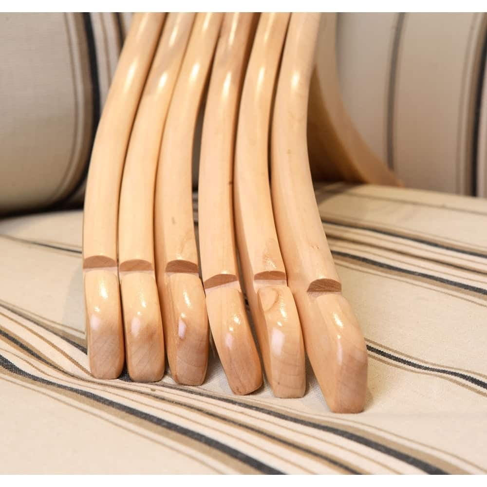 The Great American Hanger Company Curved Wooden Top Hanger with Natural Finish, 1/2 Inch Thick Hangers with Chrome Swivel Hook & Notches For Hanging
