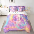 thumbnail image 2 of Cartoon Unicorn 7 Pcs Comforter Set Queen Moon Stars Bedding Galaxy Sky Clouds Fantasy Horse Sheet Set Bed in A Bag Dreamy Night Magic Room Decor Bed Set, 2 of 5