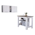 thumbnail image 1 of FM FURNITURE Austin 2-Piece Modern Engineered Wood Kitchen Set in White/Walnut, 1 of 9