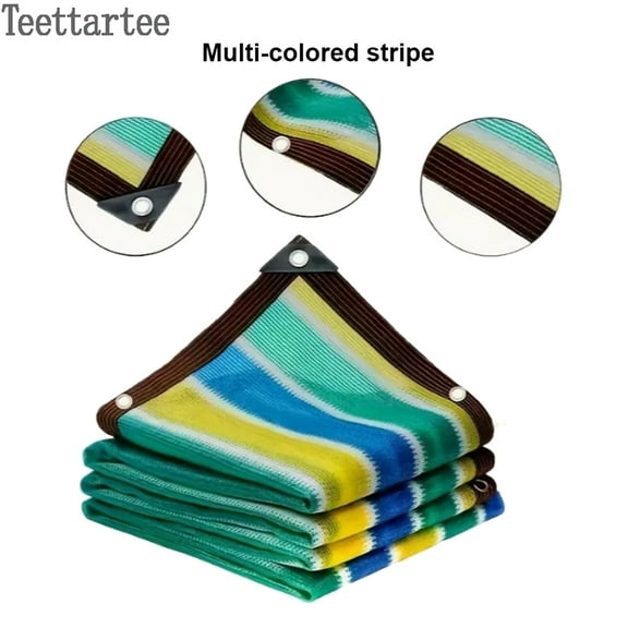 Teettartee Outdoor Sunscreen Net Shade, Colorful Striped, 39.4” x 78.7”(1 x 2 m),Storefront & home Decoration with shading, Outdoor Awning For Patios, Picnics,Carport, Campground,Balcony, Courtyard
