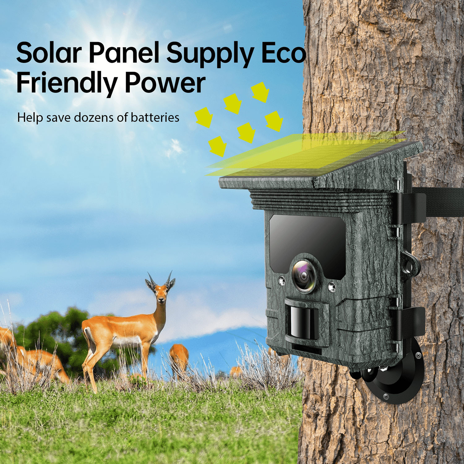 CAMPARK Solar Trail Camera 85MP 4K WiFi Hunting Game Camera Night Vision 0.1s Motion Activated Waterproof