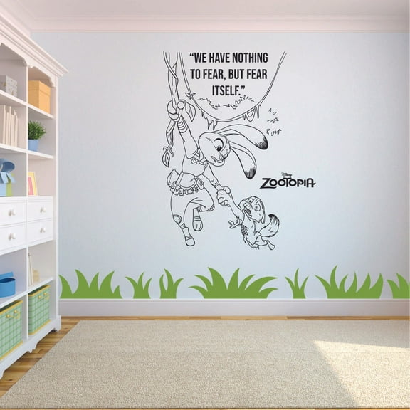 Have Nothing To Fear Quote Zootopia Cartoon Quotes Wall Sticker Art Decal for Girls Boys Room Bedroom Nursery Kindergarten House Fun Home Decors Stickers Wall Art Vinyl Decoration Size (20x18 inch)