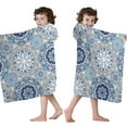 thumbnail image 4 of Blue Ethnic Mandala Pattern Hooded Bath Towel，50"x30" for Ages 3 To 12 Kids, Quick Dry Lightweight Soft Microfiber Hood Beach Towel Cover Up for Kids, 4 of 7