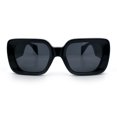 thumbnail image 5 of Womens Mod Beveled Thick Plastic Rectangular Fashion Sunlgasses [All Black], 5 of 8