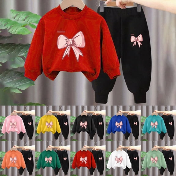 4-5 Years Girls Long Sleeve Pajama Set Toddler Long Sleeve Top and Pants 2 Piece Pajama Set for Girls 6 9 12 18 24 Months 2T 3T 4T Fall Winter Outfiti,Orange