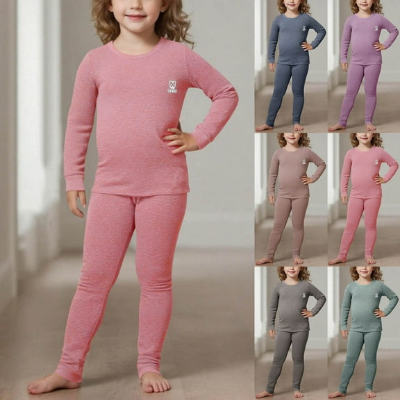 Cowsor Soft Cotton Pajamas for Toddler Boys Girls Kids Long Sleeve Sleepwear with Leggings Long Johns Thermal Underwear Set